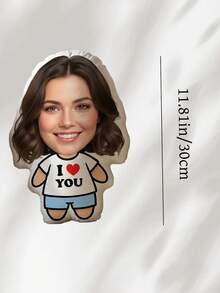 1pc Customized Face Pillow, Personalized "I Love You" Photo Print Body Shaped Cushion, Custom Portrait Plush Pillow, Creative Valentine's Day Anniversary Birthday Gift, Suitable For Couples, Boyfriend, Girlfriend, Sofa Home Decor - Upload Picture Customization - View 16
