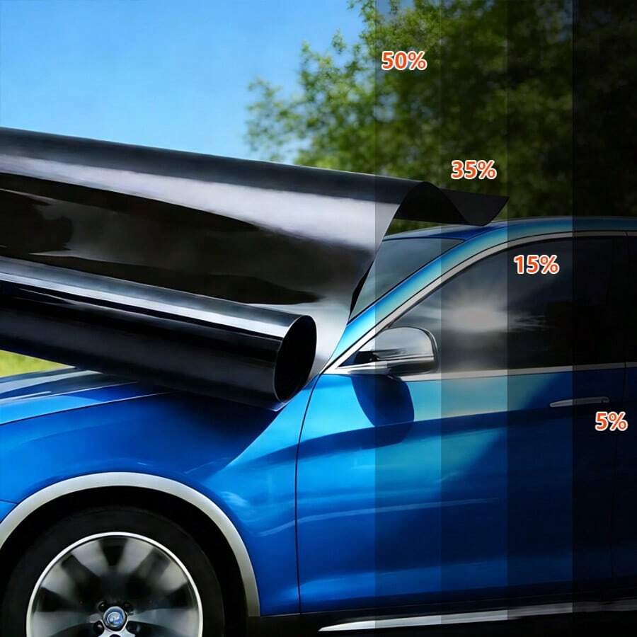Car Window Film, Sunscreen Insulation Tint For Sedan, RV, Truck, Black Privacy Self-Adhesive Front Windshield Heat Insulation Film - A - View 1