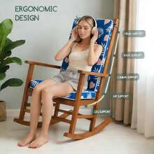 Seat Cushion And Backrest, Comfortable Soft Reversible Rocking Chair Pad, Waterproof, Fade-Resistant, Non-Slip Strap Seat Replacement Pad, 32D High-Density Foam Filling, Removable Machine-Washable Cover, Suitable For Indoor/Outdoor Use, Patio, Terrace, Porch, Backyard, Garden, Lawn, Kitchen, Dining Room, Office Chair, 42.5x17.7x2in - 柔軟坐墊05 - 查看 5