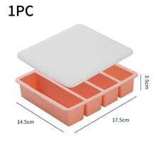 4-Grid Ice Cube Mold Silicone Reusable Food Mould Rectangular Frozen Tray With Cover Durable Kitchen Storage Box Kitchen Tool - Pink (with Cover) - View 13