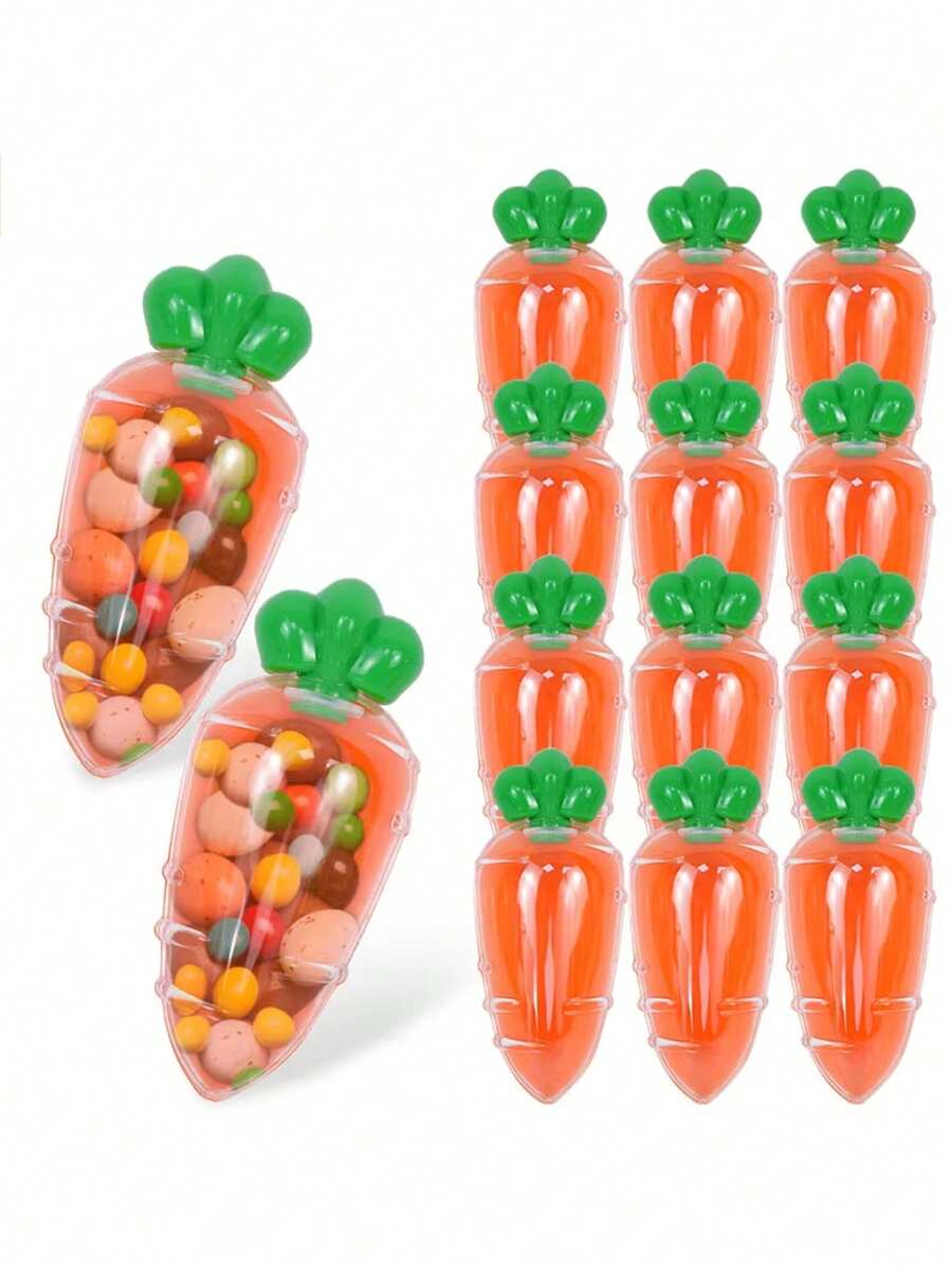 10个装复活节塑料胡萝卜糖果盒创意透明礼盒复活节派对装饰家居儿童生日回礼用品婴儿派对装饰派对回礼婴儿派对感谢礼物送给客人男孩女孩糖果装饰