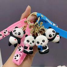 Lindo llavero de panda saludando, un accesorio encantador para bolsos de parejas, llavero de coche, pequeño regalo - Multicolor - Ver 6