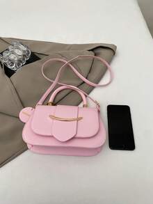 New Retro Small Square Bag, Niche Design Quality Crossbody Handbag, Minimalist Shoulder Bag For Women - Pink - View 10