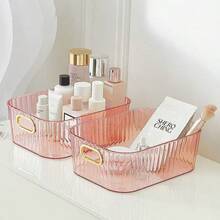 Caja de almacenamiento de cosméticos transparente de lujo, organizador de maquillaje de plástico transparente grueso y resistente, caja de almacenamiento de joyas de acrílico portátil y de uso múltiple, artículo de almacenamiento esencial para el hogar para la cocina, el cuarto de lavado, el dormitorio, la sala de estar y el baño - Multicolor - Ver 3