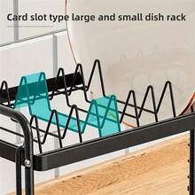 1 Set Double-Layer Dish Drying Rack, Rust-Resistant Carbon Steel Kitchen Storage Organizer With Draining Rack, Drip Tray And Cutlery Holder, Space-Saving Countertop Rack For Home Kitchen Kitchen Items Kitchen Accessories Kitchen Tools - One Size - View 7