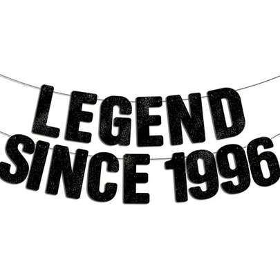 1996 传奇 - 黑色闪光横幅，男女皆宜的 30 岁生日派对装饰，趣味十足的 30 岁生日装饰，生日蛋糕装饰，单身派对，生日主题派对拍照道具，生日派对家居墙面装饰，生日派对装饰品，生日礼物派对礼品，生日装饰生日背景，生日横幅，易于安装和悬挂
