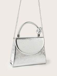 Fashion Solid Color Mirrored Handbag Evening Bag, Charming And Elegant Women's Business Bag, Suitable For Party Girls, College Students, Brides, Match With Party Dresses, Wedding Dresses, Evening Dresses, Tight Skirts, Very Suitable For Weddings, Gatherings, Banquets, Parties, Dances, Best Gifts For Women(Random Pattern) - Silver - View 4