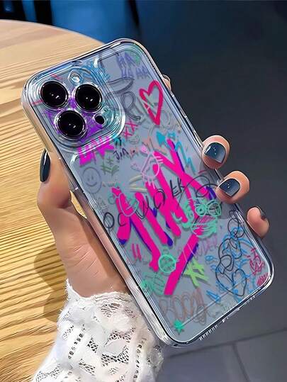 1个时尚彩色涂鸦透明防震TPU保护壳，兼容 13/14/15 Pro Max/16/16 Pro/16 Pro Max/16 Plus/17/17 Pro/17 Pro Max/17 Air/11/12 Pro Max/X/XR/XS Max/7/8 Plus/13 Mini/12 Mini/7 Plus/11 Pro Max/14 Pro/14 Plus/15 Plus，个性化设计
