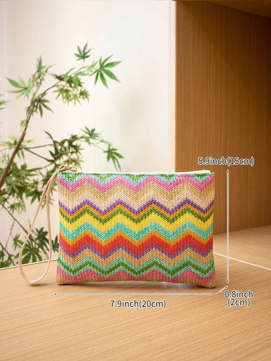 Woven Straw Clutch Bag, Versatile Daily Commute Handbag For Women - Multicolor - View 1