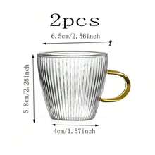 6pcs Striped Transparent Small Tea Cups, Suitable For Home Tea Tasting, Office, Espresso Cups - Clear - View 10
