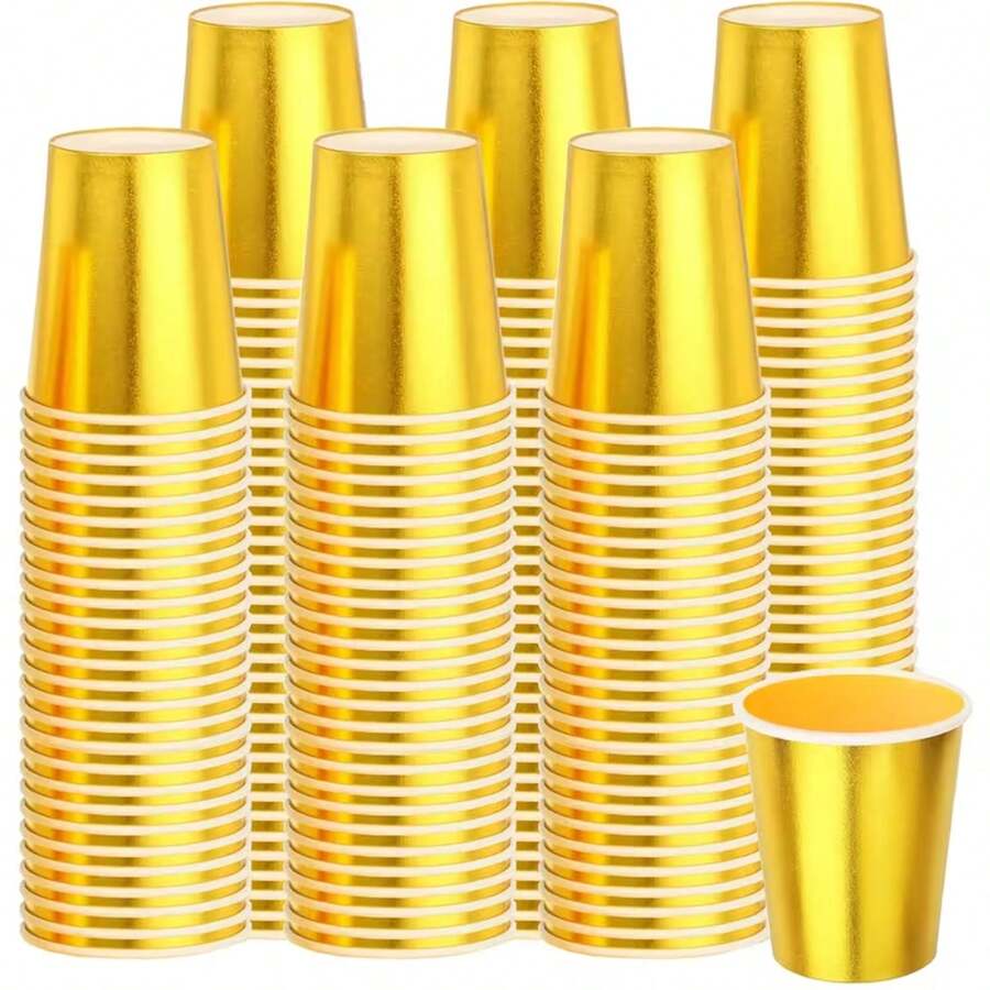 20/40 Macaron Gold Baking Paper Cups, Large Capacity Thickened Oil-Proof High-Temperature Resistant Cake Paper Liners, Home Party Dessert Table Wedding Decor Snack Paper Cups, Not Easily Deformed, Very Suitable For Weddings, Gatherings, Back To School, Graduation And Other Large Gatherings - Gold - View 1