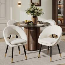 Dining Chairs - Beige + Velvet + 2 - View 3