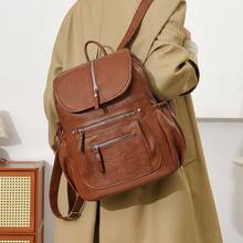 Women's Functional Backpack Suitable For Daily Commute And Travel - Brown - View 4