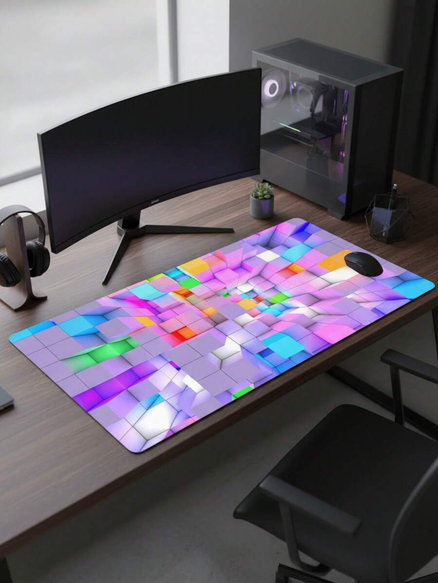 3XL Extra Large Smooth Full-Coverage Gaming Mouse Pad, Waterproof Anti-Slip Washable, 39.37"X19.69", Non-Slip Rubber Base Fabric Surface, Macaron 3D Cube Visual Pattern, Extra Large XXL Mouse Pad, Gaming Mouse Pad, Desk Pad, Computer Desk Mat, Office Desk Pad, Desk Protector Mat, Compatible With Wired & Wireless Mouse, Office & Home Use, Refreshing Healing Gift, Mother's Day Holiday Gift - View 1