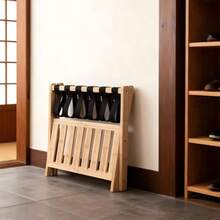 HopeFamily 折りたたみ式 木製 2脚セット ラゲッジラック 2段収納 省スペース 幅広設計 幅64cm×奥行き39cm×高さ58cm スーツケース・キャリーケース・靴・小物置き場 バケージスタンド スーツケース台 荷物置き ホテル 玄関 ナチュラル - 写真の通り - チェックする 8