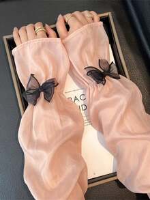 1 双女士夏季蝴蝶结防晒臂套，宽松透气仙女风保暖臂套 - 防曬袖套 - 查看 14