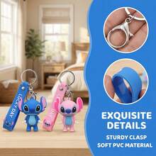 Disney Bộ 5/10 móc khóa hình nhân vật hoạt hình dễ thương, chất liệu PVC mềm, hình Lilo & Stitch, thích hợp để gắn vào ba lô, túi xách, chìa khóa, là món quà tuyệt vời cho người hâm mộ và nhà sưu tập. - Xem 4
