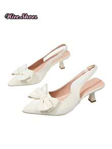 Giày sandal nữ mũi nhọn kiểu dáng mới, gót cao, quai ngang, kín mũi, thời trang, thiết kế gợi cảm, thanh lịch, phù hợp cho những dịp đặc biệt, thoải mái khi mang, thích hợp cho các bữa tiệc hoặc sự kiện. - trắng - Xem 3