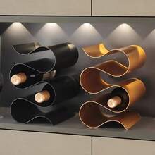 1pc Countertop Wine Rack, Independent Creative Modern Small Wine Rack, Cabinet Kitchen Bar Desktop Wine Rack Storage Rack, Dining Room Decor, Modern Luxury Creative Tabletop Cabinet Storage Display Ornament, Metal Premium Living Room Decoration - View 4