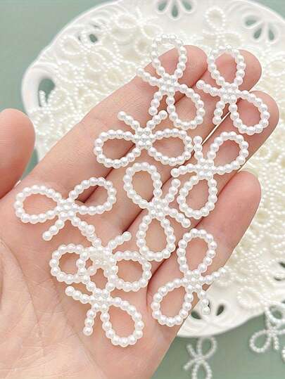 30/50/100pcs Elegant White Pearl Bow, 16mm * 30mm, Suitable For DIY Scrapbooking, Gift Packaging, Business Card Printing, And Party Decoration. Acrylic, Perfect For DIY Headwear And Jewelry Making - Multifunctional Cream Resin Accessories, Gift Decoration, Home Decoration, Back To School Season, Gifts For Women