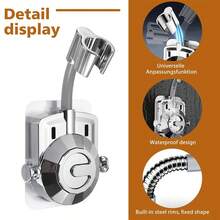 Self Adhesive Shower Head Holder, 360 Degree Rotating Handheld Shower Bar Holder, Non Drilled Handheld Shower Head Clamp, With Hanger (G1/2 ") - Square - View 13