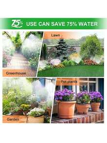 花园灌溉系统滴灌套件，带可调节喷嘴滴灌软管，节水型自动灌溉套件，适用于花园温室、花园草坪 - 灌溉套裝 - 查看 8