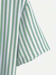 Áo sơ mi nam dáng casual kẻ sọc cổ tàu tay ngắn thiết kế 7 nút, phối cùng quần short màu trơn mềm mại, set 2 món. - màu xanh lá - Xem 6