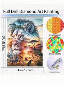 Diamond Mosaic Lion Animal New Arrival Painting Sunset Landscape DIY Cross Stitch Kits Diamond Embroidery Handmade Gift - round diamond - View 4