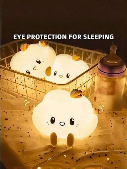 可充电触控式彩色云朵造型装饰夜灯，适合作为圣诞节、新年、节日礼物、情人节礼物，可用作室内装饰夜灯伴侣灯。