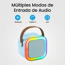 Potente Máquina de Karaoke con 2 Micrófonos: Chip de Audio Inteligente, Efectos Optimizados, Conexión Sencilla (Bluetooth/TF/USB), Diseño Portátil 2.8 Pulgadas, Luces LED Coloridas. Ideal para Fiesta Familiar. - Ver 5