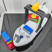 Giant Cargo Ship Toy, Educational Container Crane Truck Toy, Engineering Alloy Vehicle, Birthday Gift For Boys - White - View 8
