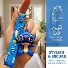 Disney Bộ 5/10 móc khóa hình nhân vật hoạt hình dễ thương, chất liệu PVC mềm, hình Lilo & Stitch, thích hợp để gắn vào ba lô, túi xách, chìa khóa, là món quà tuyệt vời cho người hâm mộ và nhà sưu tập. - Xem 5