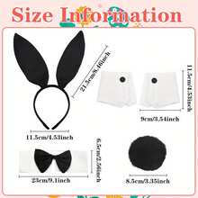 5件套兔耳朵头箍，适合万圣节派对、复活节派对的兔女郎装扮道具 - 彩色 - 查看 5