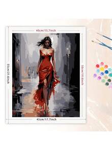 Tranh sơn dầu kỹ thuật số "Người phụ nữ đi bộ dưới mưa", không khung, tranh trang trí nghệ thuật dành cho người lớn, phù hợp cho người mới bắt đầu và người yêu thích hội họa, lý tưởng để giảm căng thẳng, tranh vẽ theo số, tranh vẽ thủ công, không cần hướng dẫn, món quà tuyệt vời cho bạn bè. - 40*50 cm - Xem 6
