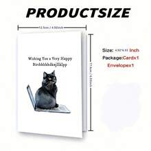1 pieza Tarjeta de cumpleaños divertida de gato "Deseándote un muy feliz cumpleaññññooooos" con sobre - Ver 3