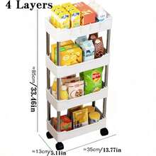 Multi-Tier Rolling Storage Cart - Compact Design Saves Space, Sturdy Plastic Structure, Suitable For Kitchen, Bathroom, Bedroom, Office, Warehouse, Garage - Easy Assembly, Multi-Functional Multi-Tier Shelving Unit, Home Storage Rack - Car Storage Rack/Black - View 3