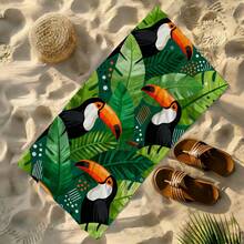 1pc Toucan Tropical Leaf Beach Towel, Super Soft Microfiber Extra Large Beach Blanket, Super Absorbent Bath Towel, Suitable For Travel, Pool, Diving, Surfing, Yoga, Camping, Available In Multiple Sizes, Beach Accessories For Beach, Pool, Travel, Camping, Yoga - Birds - View 20