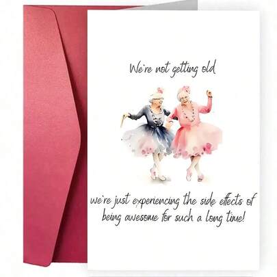1pc Humorous "Don't Worry, We All Get Old" Birthday Card, Cartoon Grandpa Design With Red Envelope, Ideal For Friends And Colleagues
