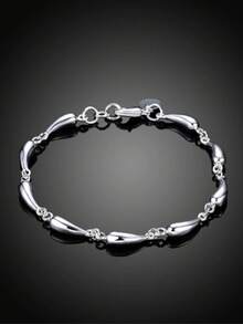 925银时尚水滴手链，适合女性日常佩戴和馈赠 - 白色 - 查看 2