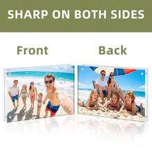 Acrylic Picture Frames 1-Pack, 20mm Thicker Clear Lucite Frameless Block, Double-Sided Freestanding Magnetic Photo Display, UV-Resistant Transparent Desktop Frame For Home, Office And Gifts - 5*7(1包) - 查看 4
