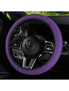 1pc 3D Breathable Mesh Elastic Massaging Car Steering Wheel Cover, Fits 14.5-15 Inch Car Interiors - one-size - View 17