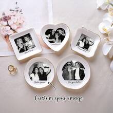 1 Khay đựng đồ trang sức in ảnh cá nhân hóa: Khay đựng nhẫn trang sức tùy chỉnh, Quà cưới, Quà cầu hôn cho phù dâu, Khay đựng đồ trang sức cho bạn thân, người bạn tốt nhất - trắng - Xem 1