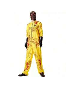 1 Set Halloween Zombie Cosplay Costume, Creative Haunted House Scary Outfit (Excluding Mask And Gloves) - Yellow - View 8