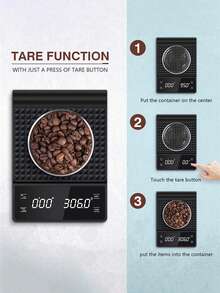 家用LED数字定时咖啡秤，带防水垫，多功能厨房烘焙秤，蔬菜水果秤，单位切换按钮，茶叶秤，带计时功能，厨房工具（不含电池） - 彩色 - 查看 5