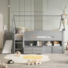 Kids Bed Frames, Headboards & Footboards - Grey + Solid Wood - View 3