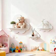 Estantería de pared con forma de nube, estilo nórdico, estante flotante decorativo y práctico para la habitación - Nubes blancas - Ver 8