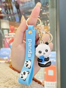 Lindo llavero de panda saludando, un accesorio encantador para bolsos de parejas, llavero de coche, pequeño regalo - Multicolor - Ver 9