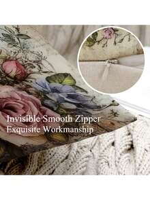 2pcs Spring Style Bird & Flower Teapot Pattern Removable Zippered Pillow Covers, Washable, No Filling, Suitable For Home Decor, Living Room, Sofa, Bedroom - Multicolor - View 7
