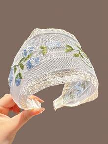 1/3件装 女士刺绣网纱蕾丝花朵发箍，小众设计，气质甜美发型，发带发饰 - 彩色 - 查看 11