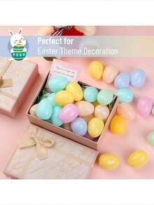24pcs Plastic Easter Eggs | Soft Pastel Colors, Reusable & Shatterproof | Designed For Easter Egg Hunts, Crafts And Party Decor | Essential For Easter Decoration - Multicolor - View 3